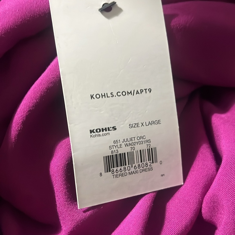 NWT Dark Pink Maxi Dress size XL Apt 9 - Picture 5 of 9